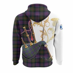 MacDonell (McDonell) Tartan Family Crest Hoodie Bagpipes with Scottish Thistle