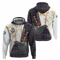 MacDonell (McDonell) Tartan Family Crest Hoodie Bagpipes with Scottish Thistle