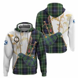 McKellar Tartan Family Crest Hoodie Bagpipes with Scottish Thistle
