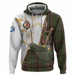 Murphy Tartan Family Crest Hoodie Bagpipes with Scottish Thistle