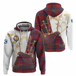 MacGilvery (McGilvery) Tartan Family Crest Hoodie Bagpipes with Scottish Thistle