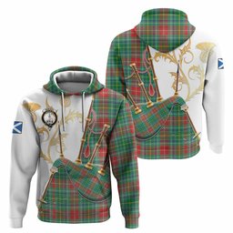 Muirhead Tartan Family Crest Hoodie Bagpipes with Scottish Thistle