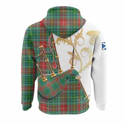 Muirhead Tartan Family Crest Hoodie Bagpipes with Scottish Thistle