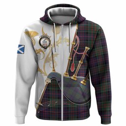 MacDonald (McDonald) of Clanranald Tartan Family Crest Hoodie Bagpipes with Scottish Thistle