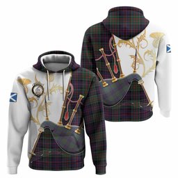 MacDonald (McDonald) of Clanranald Tartan Family Crest Hoodie Bagpipes with Scottish Thistle