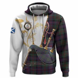 MacDonald (McDonald) of Clanranald Tartan Family Crest Hoodie Bagpipes with Scottish Thistle