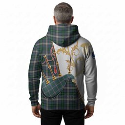 MacDowall (McDowall) Tartan Family Crest Hoodie Bagpipes with Scottish Thistle