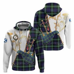 Lammie Tartan Family Crest Hoodie Bagpipes with Scottish Thistle