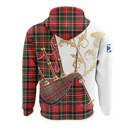 Lyle Tartan Family Crest Hoodie Bagpipes with Scottish Thistle