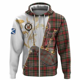MacGill (MakGill) Tartan Family Crest Hoodie Bagpipes with Scottish Thistle