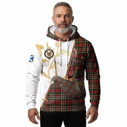 MacGill (MakGill) Tartan Family Crest Hoodie Bagpipes with Scottish Thistle