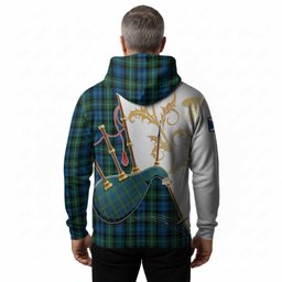 Lyon Tartan Family Crest Hoodie Bagpipes with Scottish Thistle