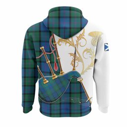 MacThomas (McThomas) Tartan Family Crest Hoodie Bagpipes with Scottish Thistle