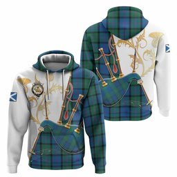 MacThomas (McThomas) Tartan Family Crest Hoodie Bagpipes with Scottish Thistle