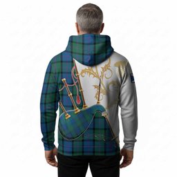 MacThomas (McThomas) Tartan Family Crest Hoodie Bagpipes with Scottish Thistle