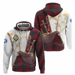 MacDonald (McDonald) of Glencoe Tartan Family Crest Hoodie Bagpipes with Scottish Thistle