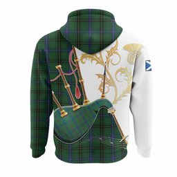 Henderson Tartan Family Crest Hoodie Bagpipes with Scottish Thistle