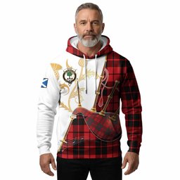Hogg (Hog) Tartan Family Crest Hoodie Bagpipes with Scottish Thistle