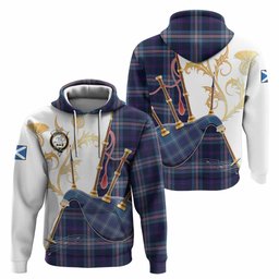 Nevoy Tartan Family Crest Hoodie Bagpipes with Scottish Thistle