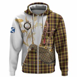 Jardine Tartan Family Crest Hoodie Bagpipes with Scottish Thistle
