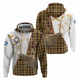 Jardine Tartan Family Crest Hoodie Bagpipes with Scottish Thistle
