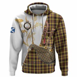 Jardine Tartan Family Crest Hoodie Bagpipes with Scottish Thistle