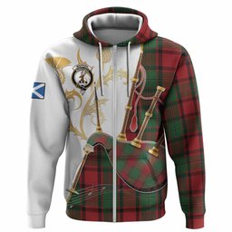 MacPhail (McPhail) Tartan Family Crest Hoodie Bagpipes with Scottish Thistle