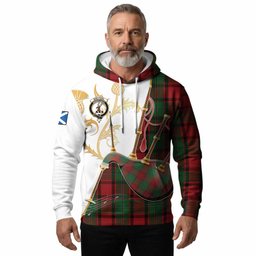 MacPhail (McPhail) Tartan Family Crest Hoodie Bagpipes with Scottish Thistle