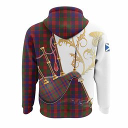 Gow Tartan Family Crest Hoodie Bagpipes with Scottish Thistle