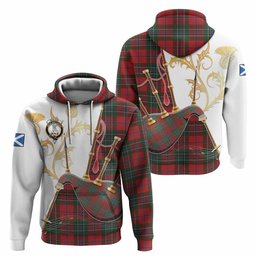 MacLean (McLean) Tartan Family Crest Hoodie Bagpipes with Scottish Thistle