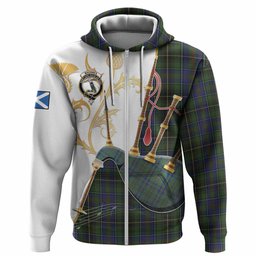 MacInnes (McInnes) Tartan Family Crest Hoodie Bagpipes with Scottish Thistle