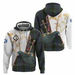MacInnes (McInnes) Tartan Family Crest Hoodie Bagpipes with Scottish Thistle