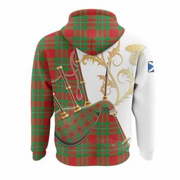 Grierson Tartan Family Crest Hoodie Bagpipes with Scottish Thistle