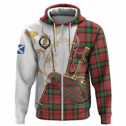 Fullerton Tartan Family Crest Hoodie Bagpipes with Scottish Thistle