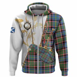 Norvel Tartan Family Crest Hoodie Bagpipes with Scottish Thistle