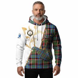 Norvel Tartan Family Crest Hoodie Bagpipes with Scottish Thistle