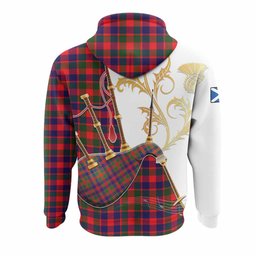 MacGowan (McGowan) Tartan Family Crest Hoodie Bagpipes with Scottish Thistle