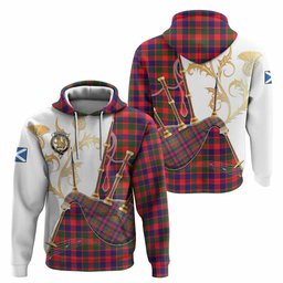 MacGowan (McGowan) Tartan Family Crest Hoodie Bagpipes with Scottish Thistle