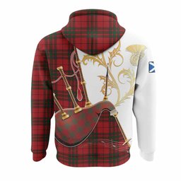 MacNab (McNab) Tartan Family Crest Hoodie Bagpipes with Scottish Thistle