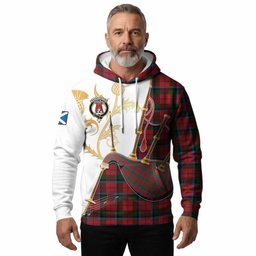 MacNaughton (McNaughton) Tartan Family Crest Hoodie Bagpipes with Scottish Thistle
