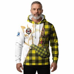 MacLeod (McLeod) Tartan Family Crest Hoodie Bagpipes with Scottish Thistle