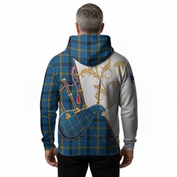 Laing Tartan Family Crest Hoodie Bagpipes with Scottish Thistle