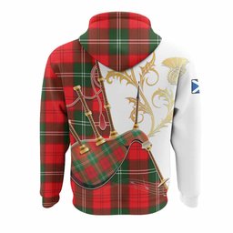 Gartshore Tartan Family Crest Hoodie Bagpipes with Scottish Thistle