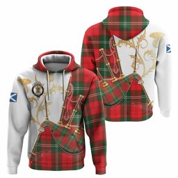 Gartshore Tartan Family Crest Hoodie Bagpipes with Scottish Thistle