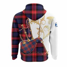 McLaughlin Tartan Family Crest Hoodie Bagpipes with Scottish Thistle