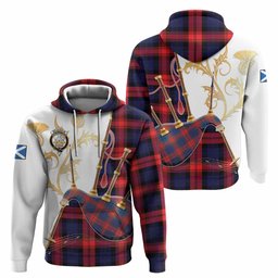 McLaughlin Tartan Family Crest Hoodie Bagpipes with Scottish Thistle