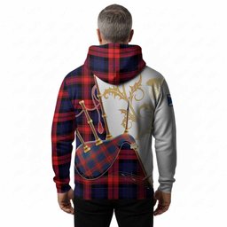 McLaughlin Tartan Family Crest Hoodie Bagpipes with Scottish Thistle