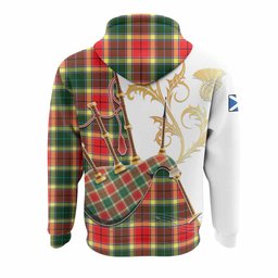 Gibson (Gibbs or Gibsone) Tartan Family Crest Hoodie Bagpipes with Scottish Thistle