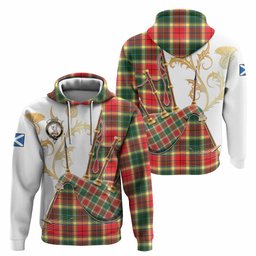 Gibson (Gibbs or Gibsone) Tartan Family Crest Hoodie Bagpipes with Scottish Thistle