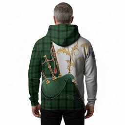 Kincaid Tartan Family Crest Hoodie Bagpipes with Scottish Thistle